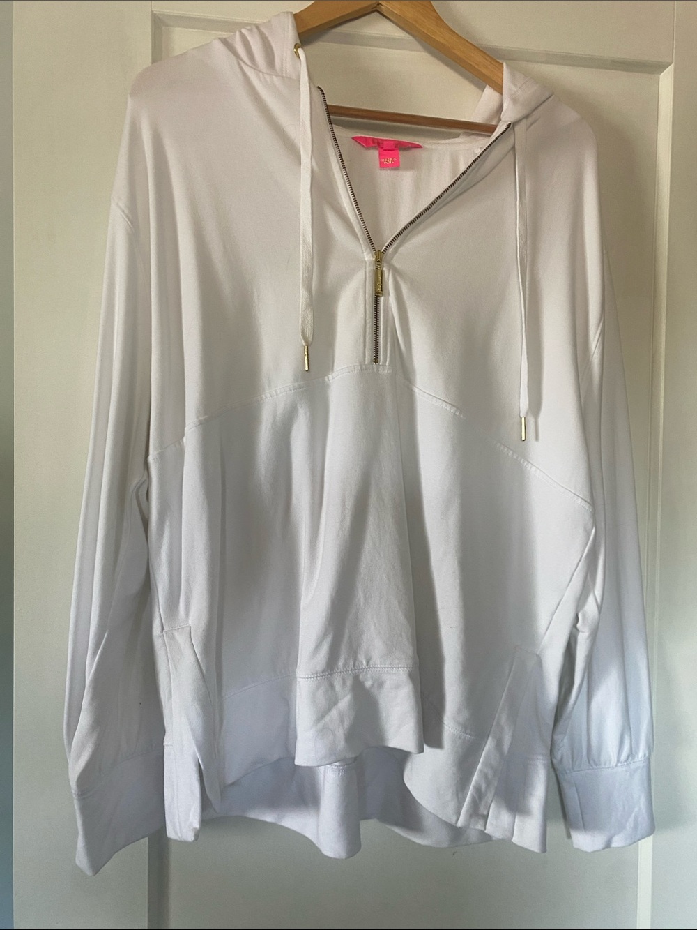 Lilly Pulitzer White Half-Zip Hooded Pullover